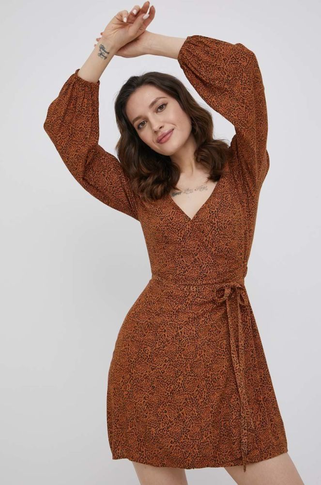 Сукня Billabong колір коричневий mini розкльошена