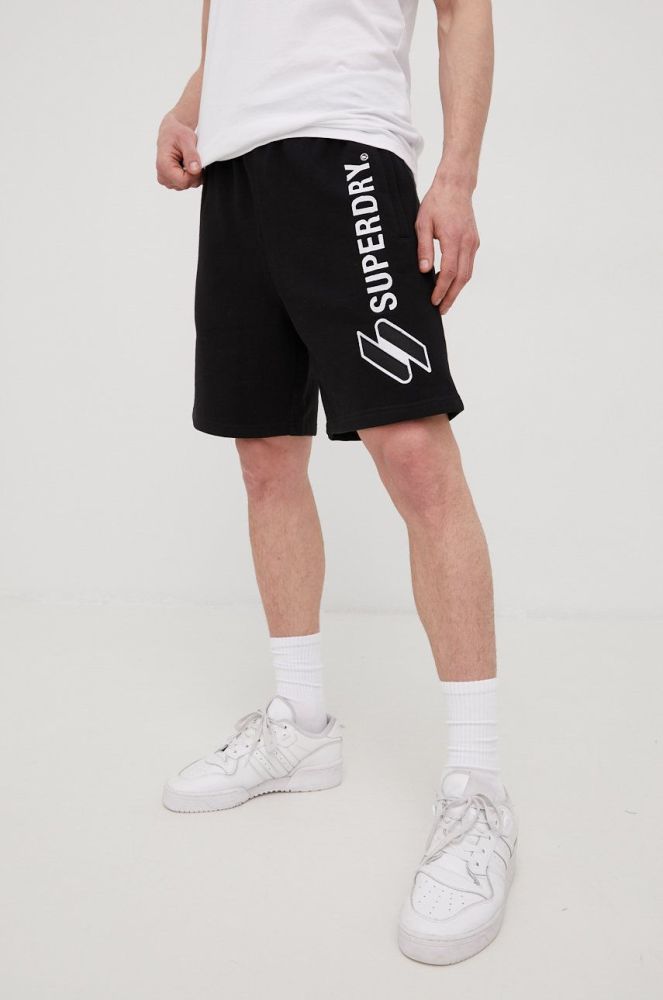 Бавовняні шорти Superdry чоловічі колір чорний