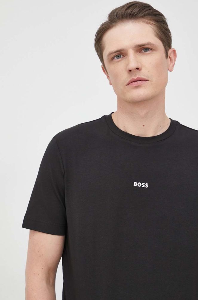 Футболка BOSS Boss Casual чоловіча колір чорний однотонна