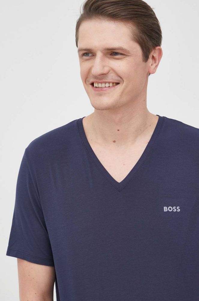 Футболка BOSS чоловічий колір синій однотонний (2186072)