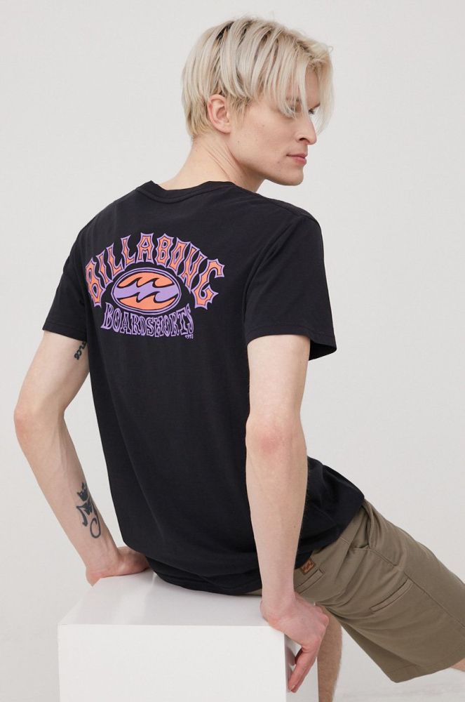 Бавовняна футболка Billabong колір чорний з принтом (2207652)