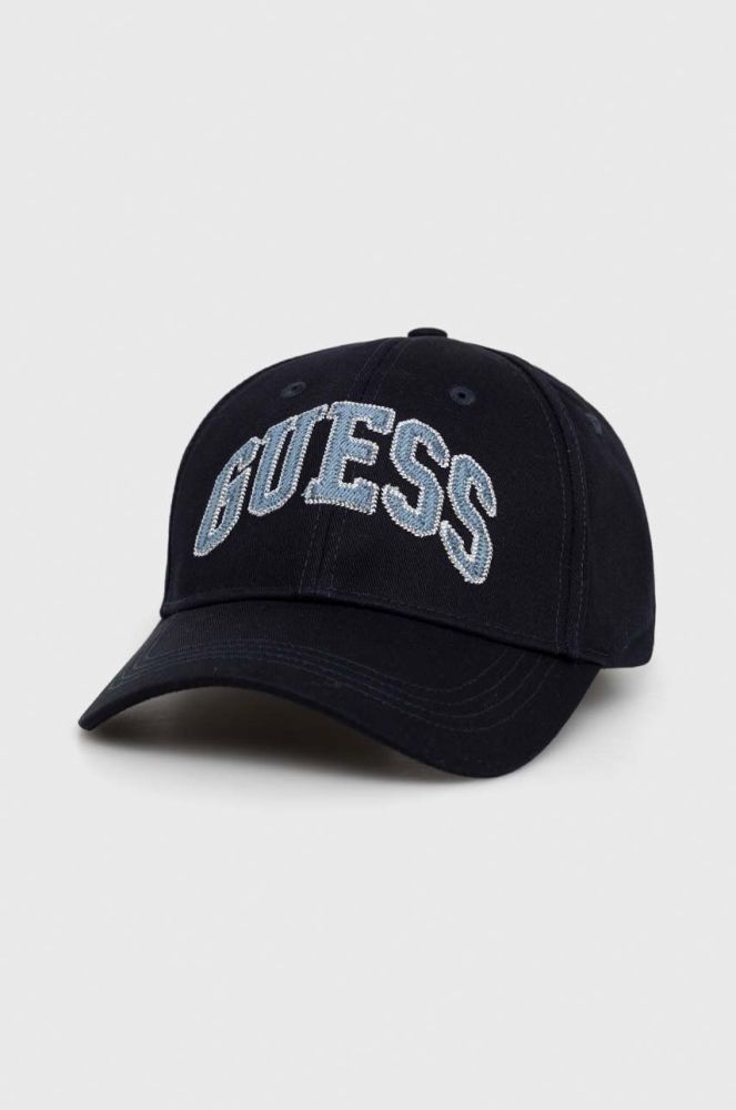 Кепка Guess колір синій з аплікацією