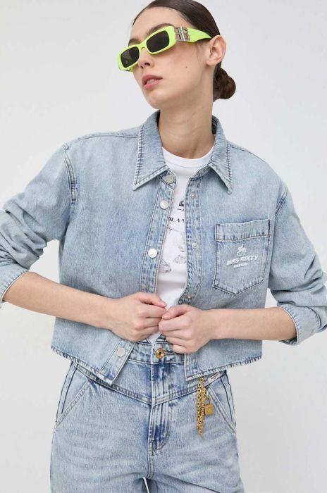 Джинсова сорочка Miss Sixty жіноча relaxed класичний комір колір блакитний (3081772)