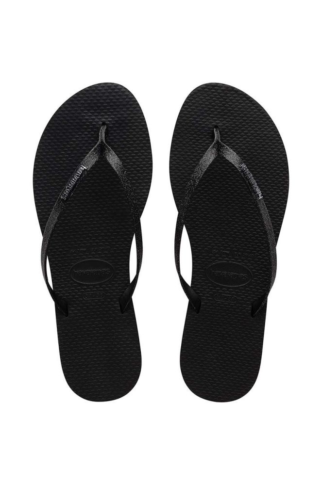 В'єтнамки Havaianas YOU GLITTER жіночі колір чорний на плоскому ходу 4148041.0090