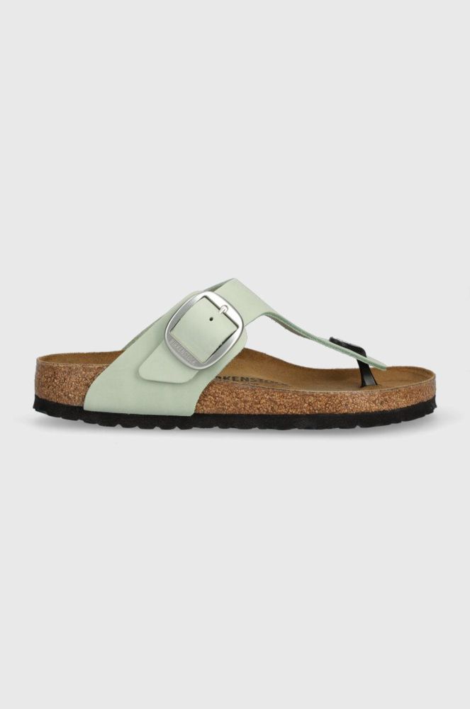 Замшеві в'єтнамки Birkenstock жіночі колір зелений на плоскому ходу 1024046-pgreen