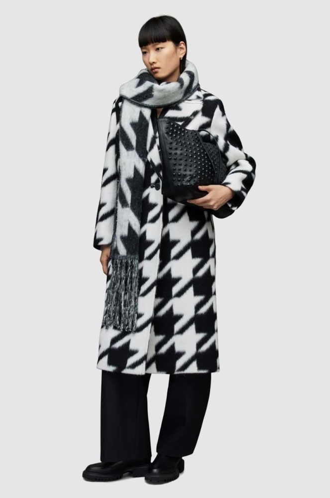 Пальто з домішкою вовни AllSaints колір чорний перехідний oversize