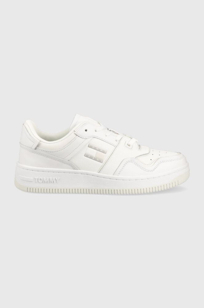 Шкіряні кросівки Tommy Jeans BASKET CUPSOLE колір білий EM0EM01194