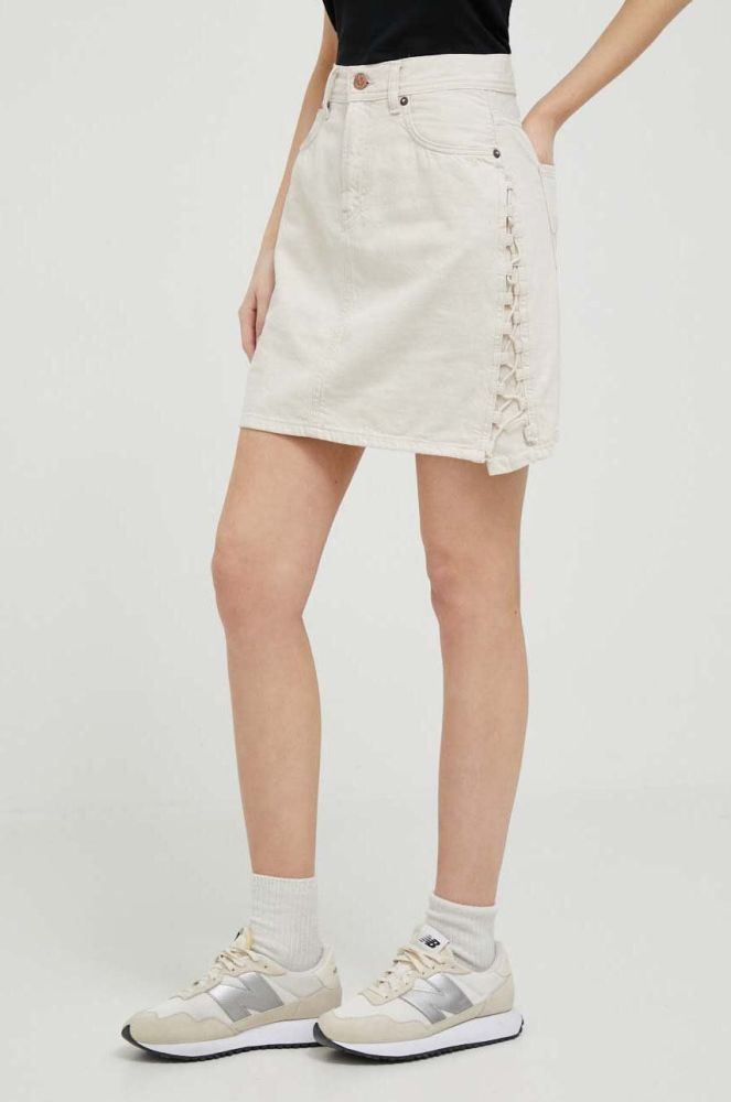 Джинсова спідниця Pepe Jeans Lilly Lace колір бежевий mini пряма