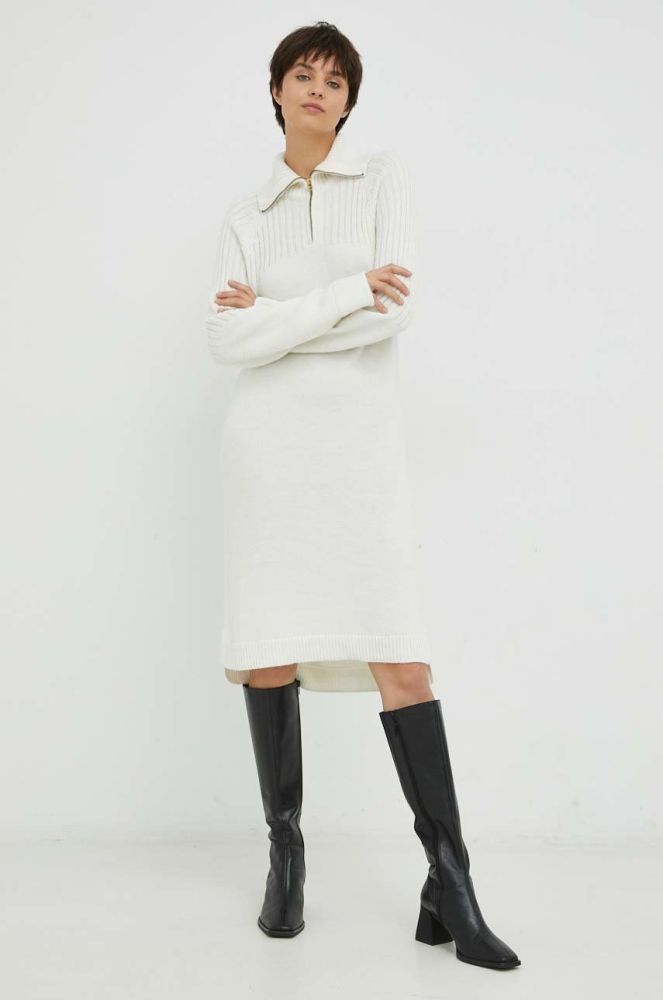 Сукня з домішкою вовни G-Star Raw колір бежевий mini oversize