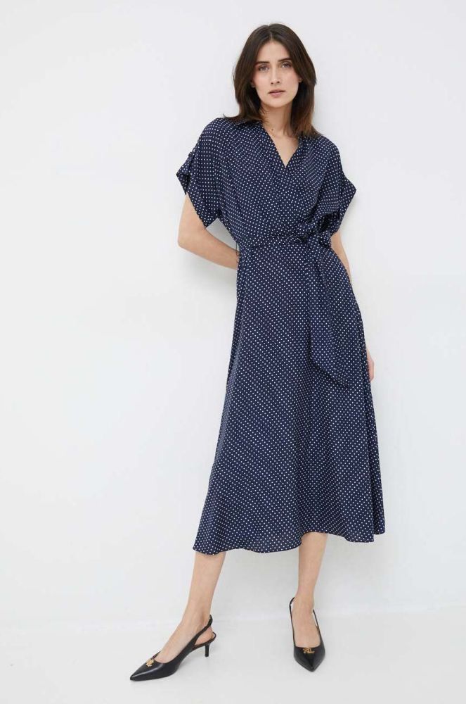 Сукня Lauren Ralph Lauren колір синій midi розкльошена (2891177)