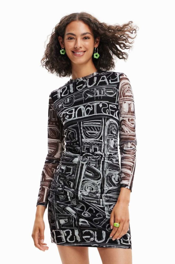 Сукня Desigual колір чорний mini облягаюча (2966216)