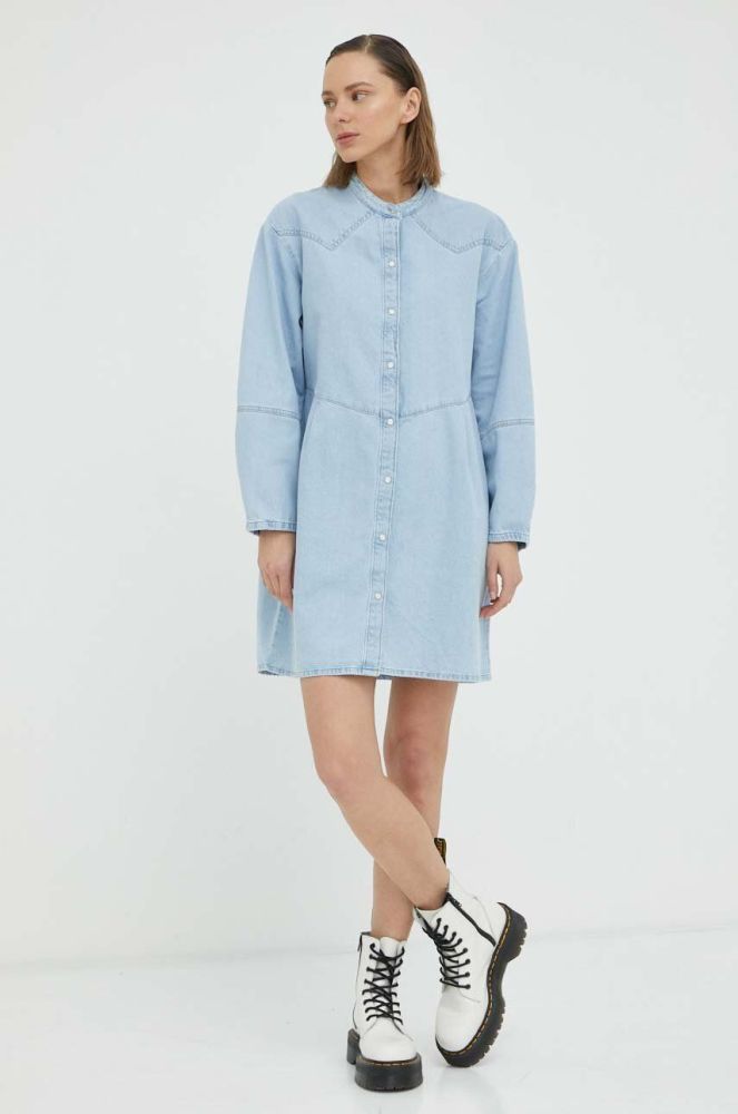 Джинсова сукня Wrangler mini розкльошена колір блакитний