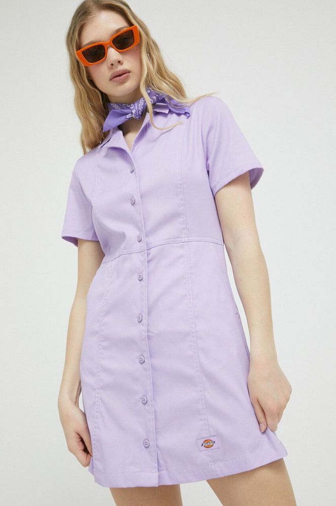 Сукня Dickies колір фіолетовий mini розкльошена