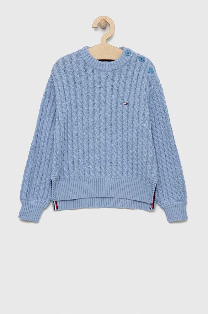 Дитячий бавовняний светр Tommy Hilfiger теплий колір блакитний
