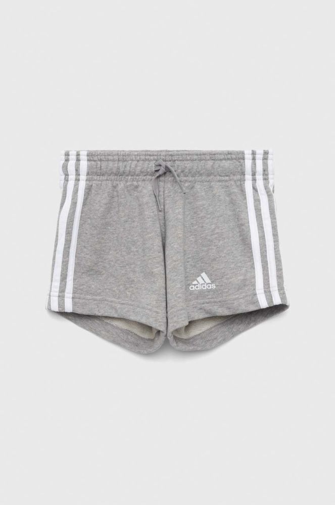 Дитячі шорти adidas G 3S колір сірий меланж регульована талія