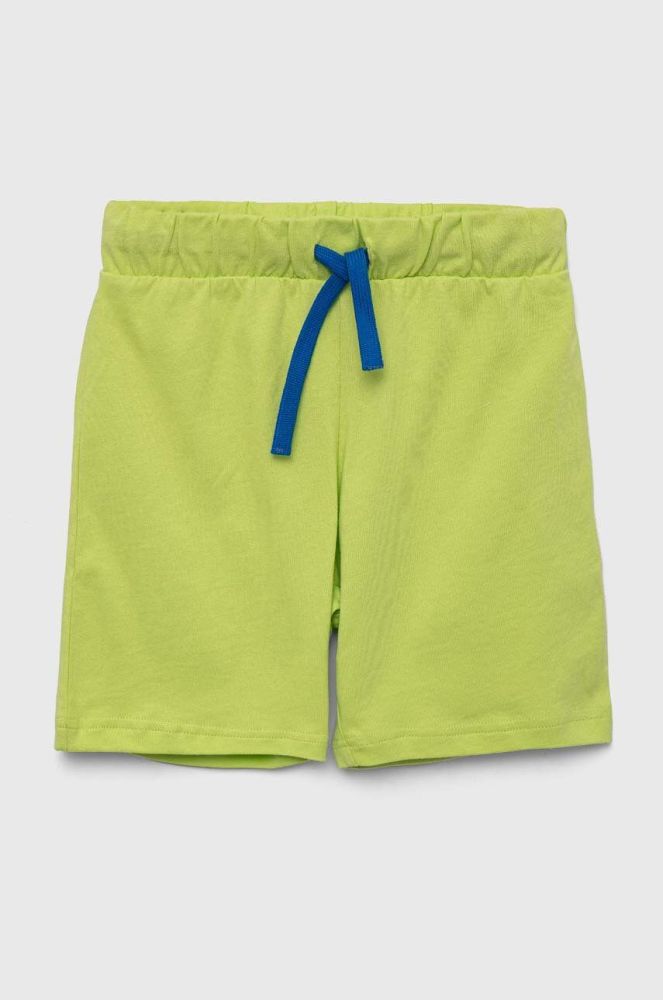 Дитячі бавовняні шорти United Colors of Benetton колір зелений однотонні регульована талія