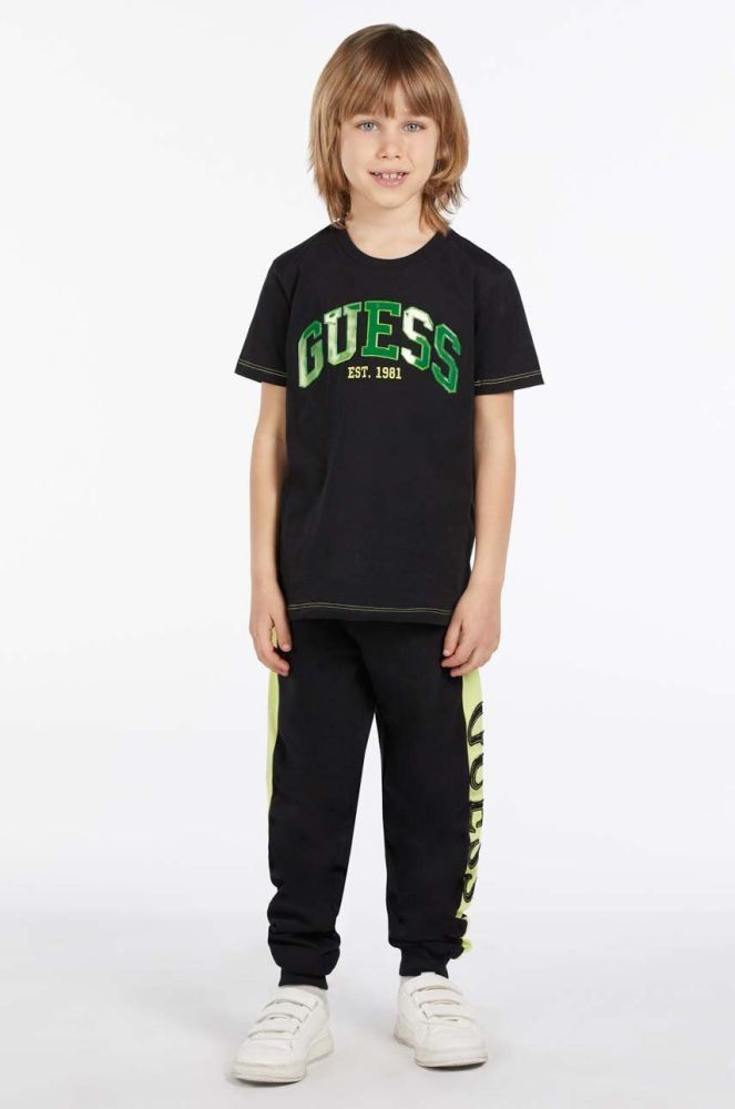 Дитяча футболка Guess колір чорний меланж (2883331)
