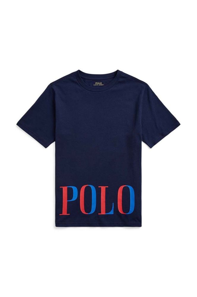 Дитяча бавовняна футболка Polo Ralph Lauren Колір синій з принтом колір темно-синій
