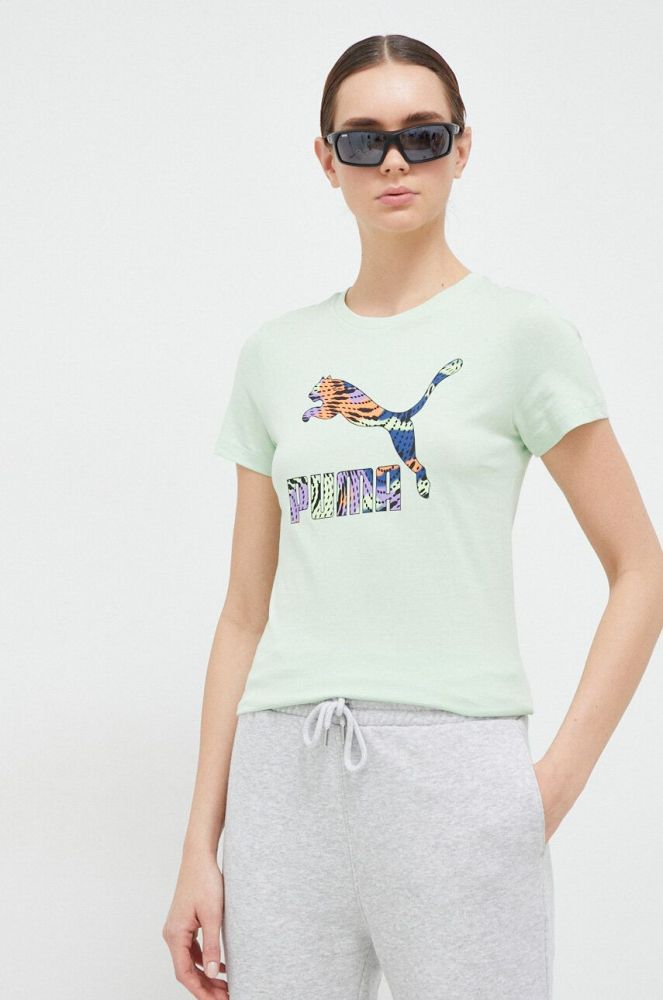 Бавовняна футболка Puma колір зелений (3029140)