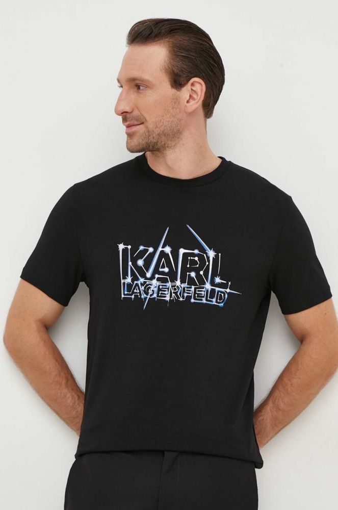 Футболка Karl Lagerfeld чоловічий колір чорний з принтом (3628851)