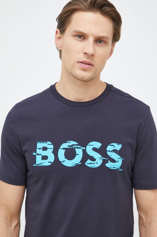 Футболка BOSS BOSS GREEN чоловіча колір синій з принтом (2921155)