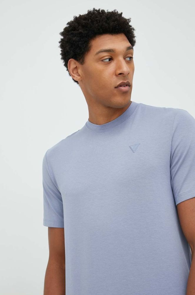 Футболка Guess чоловічий однотонний колір блакитний (2862960)