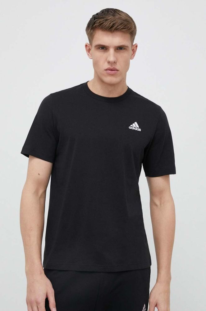 Бавовняна футболка adidas колір чорний однотонний (3029432)