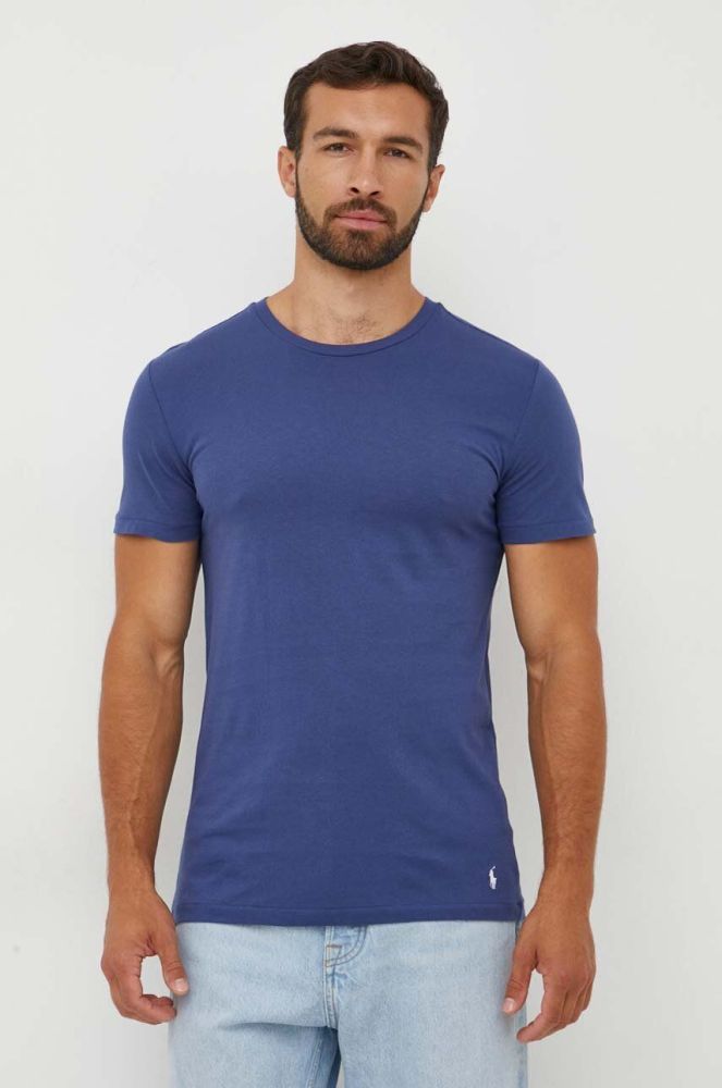 Бавовняна футболка Polo Ralph Lauren 3-pack однотонний колір блакитний