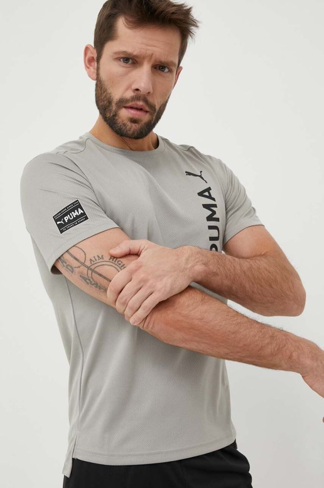 Тренувальна футболка Puma Fit Ultrabreathe Q2 колір зелений з принтом