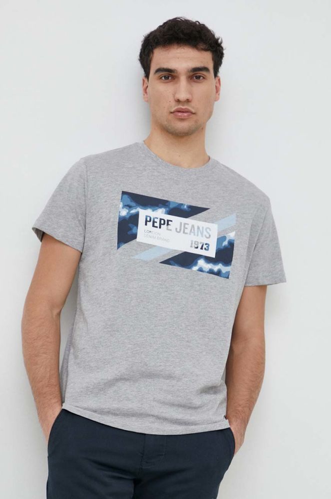 Футболка Pepe Jeans Rederick чоловіча колір сірий з принтом