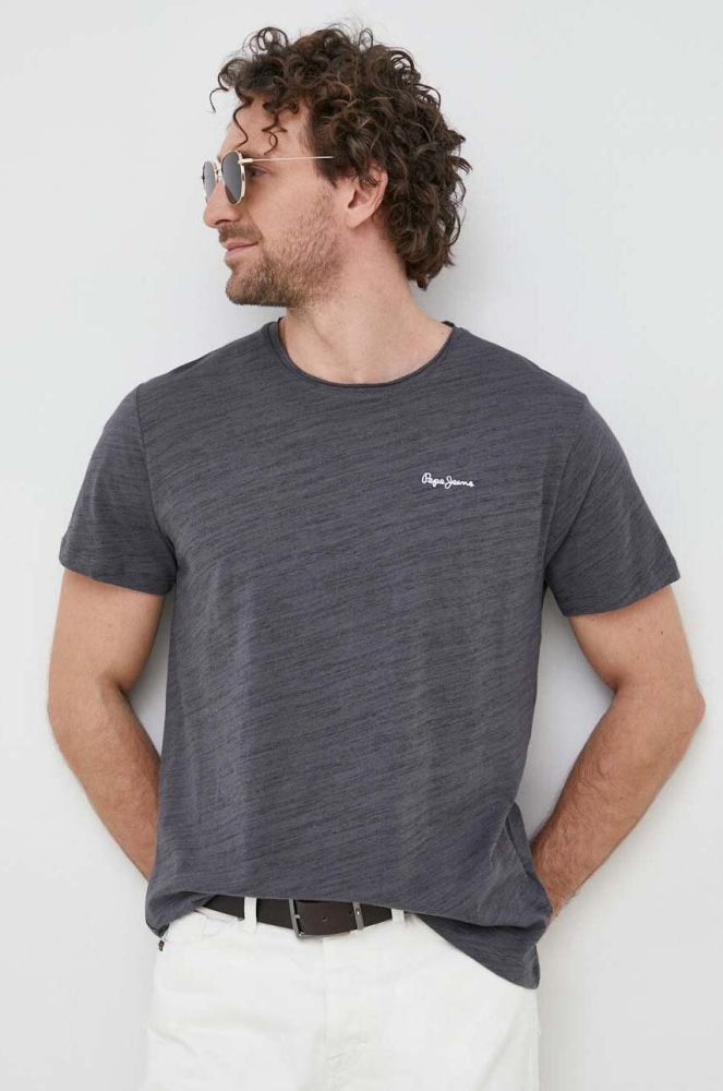 Футболка Pepe Jeans Carter чоловіча колір сірий меланж