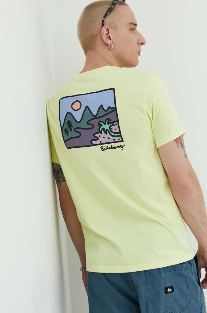Бавовняна футболка Billabong колір жовтий з принтом (3079314)