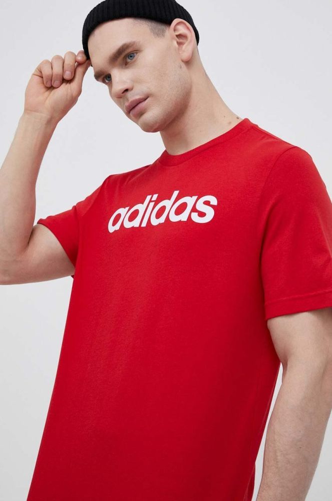 Бавовняна футболка adidas колір червоний з принтом (3152153)
