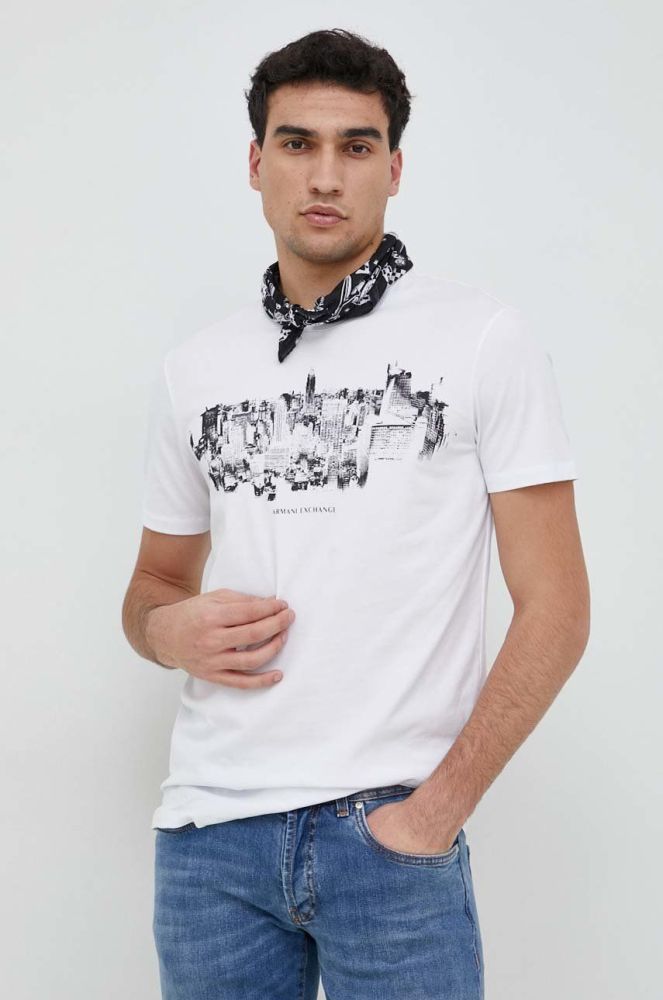 Футболка Armani Exchange чоловічий колір білий з принтом (2958040)