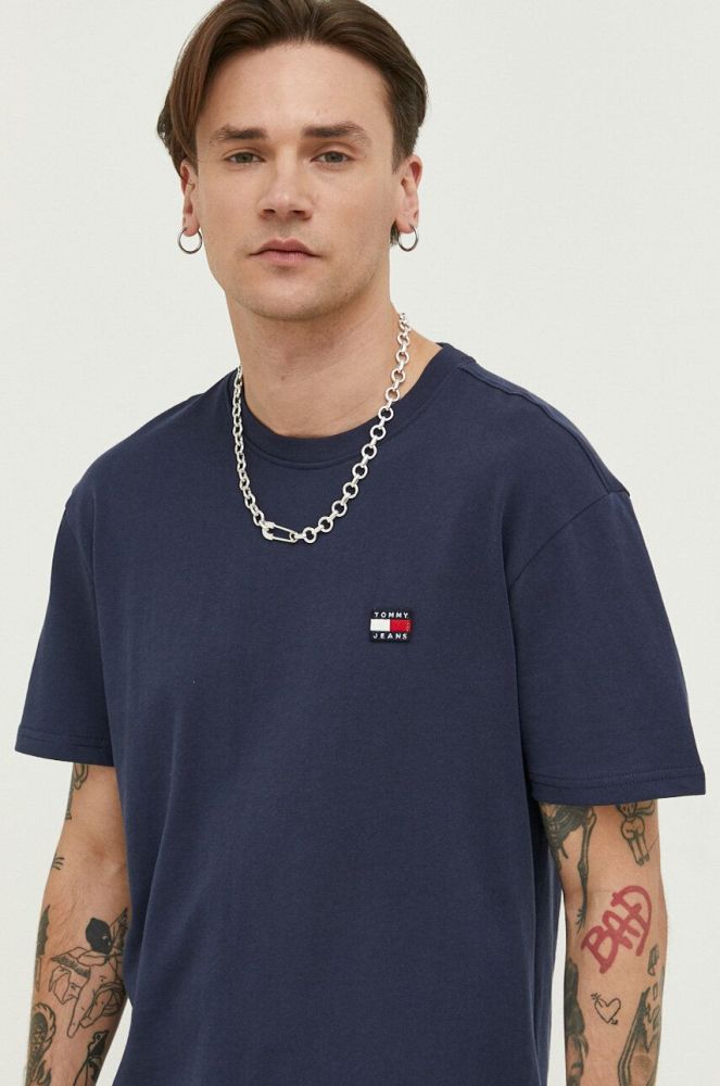 Бавовняна футболка Tommy Jeans колір синій з аплікацією (3079374)