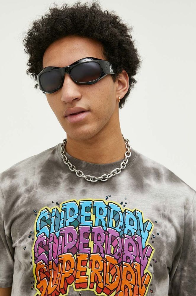 Футболка Superdry чоловічий колір сірий візерунок