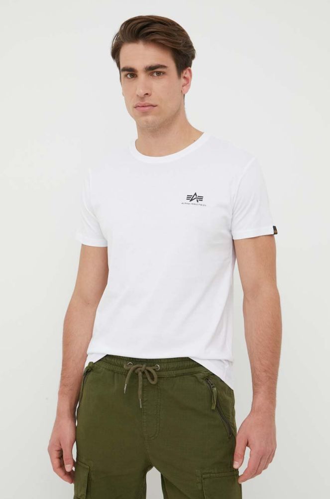 Бавовняна футболка Alpha Industries колір білий з принтом 188505.09-White