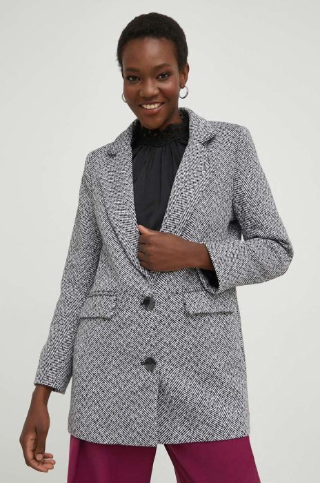 Піджак з вовною Answear Lab колір сірий однобортний