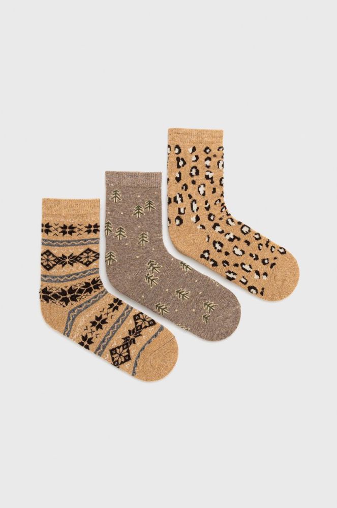 Шкарпетки Answear Lab (3-pack) жіночі колір бежевий