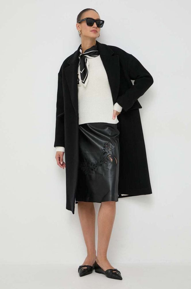 Вовняне пальто Beatrice B колір чорний перехідний oversize