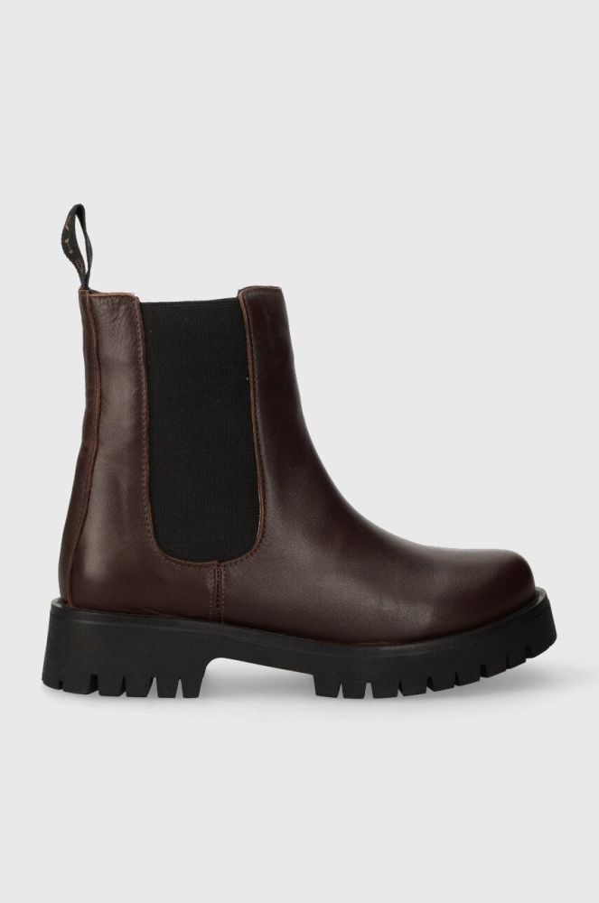 Шкіряні черевики Charles Footwear Julie жіночі колір коричневий на плоскому ходу злегка утеплена Julie.Boots.Dark.Brown